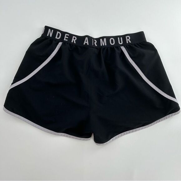 Under Armour UA Loose Heatgear Running Shorts Black White Small - Picture 2 of 4